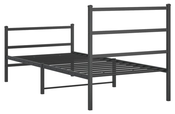 Metalni okvir kreveta s uzglavljem i podnožjem crni 90 x 200 cm - Crna / 90 x 200 cm