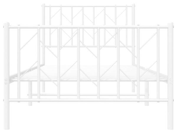 Metalni okvir kreveta s uzglavljem i podnožjem bijeli 90x200 cm - Bijela / 90 x 200 cm