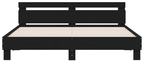 Okvir kreveta s uzglavljem i LED crni 160 x 200 cm - Crna / 160 x 200 cm
