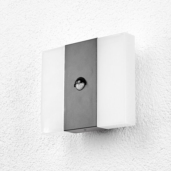 Lindby LED vanjska zidna svjetiljka sa senzorom Kumi, grafit, IP44, Sivo, Metal
