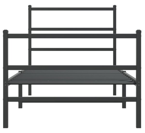 Metalni okvir kreveta s uzglavljem i podnožjem crni 90 x 200 cm - Crna / 90 x 200 cm