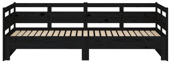 Dnevni ležaj na izvlačenje crni 2x (80x200) cm masivna borovina - Crna / 80 x 200 cm