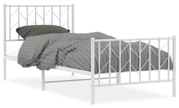 Metalni okvir kreveta s uzglavljem i podnožjem bijeli 90x200 cm - Bijela / 90 x 200 cm