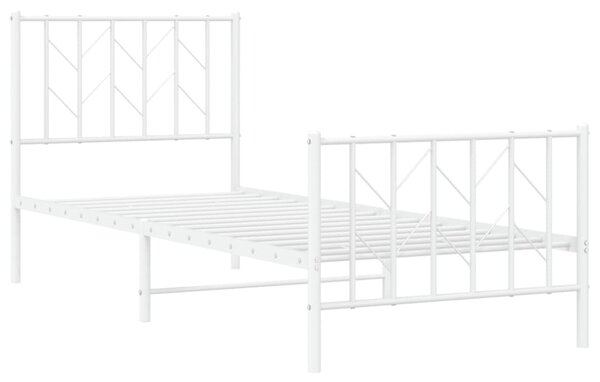 Metalni okvir kreveta s uzglavljem i podnožjem bijeli 80x200 cm - Bijela / 80 x 200 cm