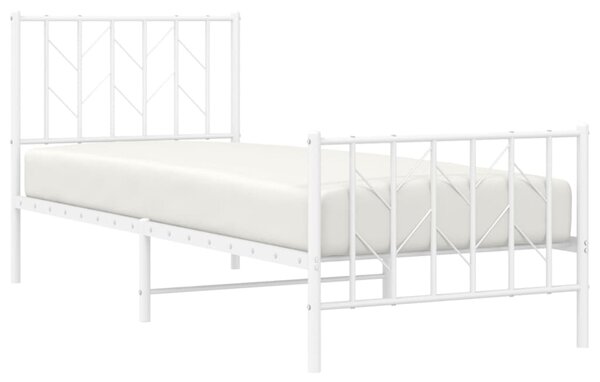 Metalni okvir kreveta s uzglavljem i podnožjem bijeli 80x200 cm - Bijela / 80 x 200 cm