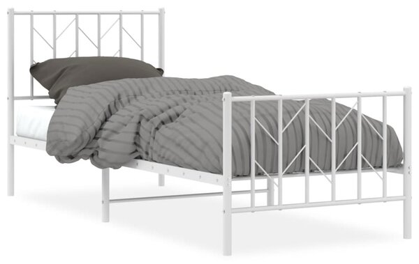 Metalni okvir kreveta s uzglavljem i podnožjem bijeli 80x200 cm - Bijela / 80 x 200 cm