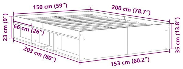Okvir kreveta crni 150 x 200 cm veliki bračni - Crna / 150 x 200 cm