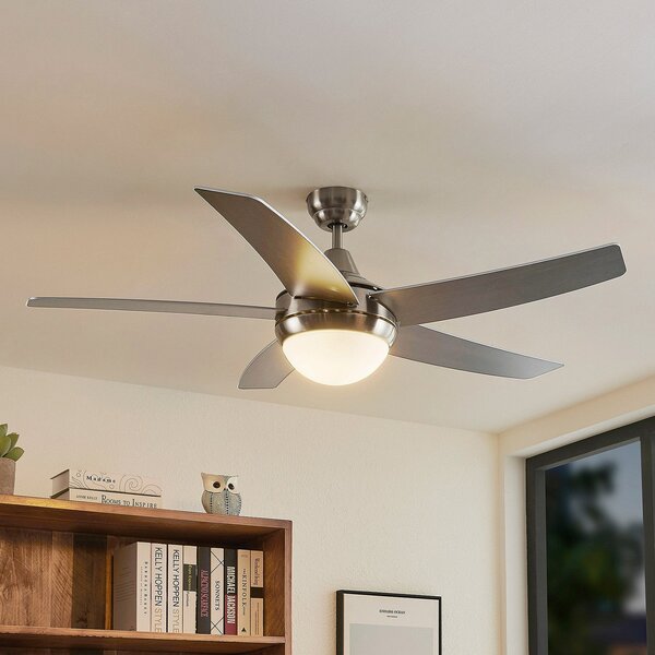 Lindby stropni ventilator sa svjetlom Auraya, tihi, čelični, Crno, Dnevni boravak/blagovaonica, Metal