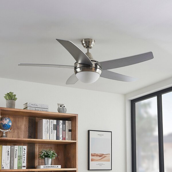 Lindby stropni ventilator sa svjetlom Auraya, tihi, čelični, Crno, Dnevni boravak/blagovaonica, Metal