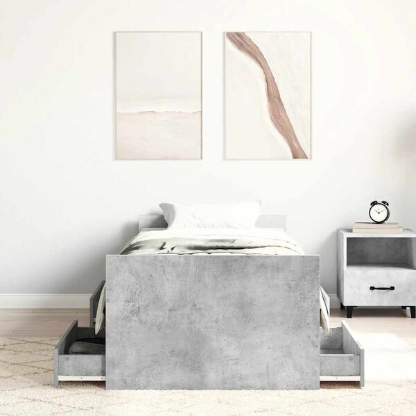 Okvir kreveta s uzglavljem i podnožjem boja betona 75 x 190 cm - Siva / 75 x 190 cm