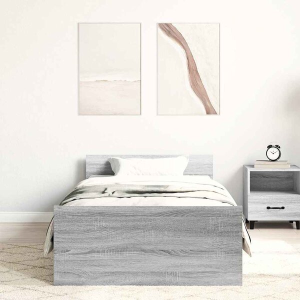 Okvir kreveta boja hrasta 75x190 cm mali od konstruiranog drva - Siva / 75 x 190 cm