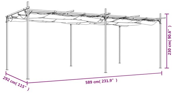 Pergola s pomičnim krovom krem 589x292x230 cm - Krema / 589 x 292 x 230 cm