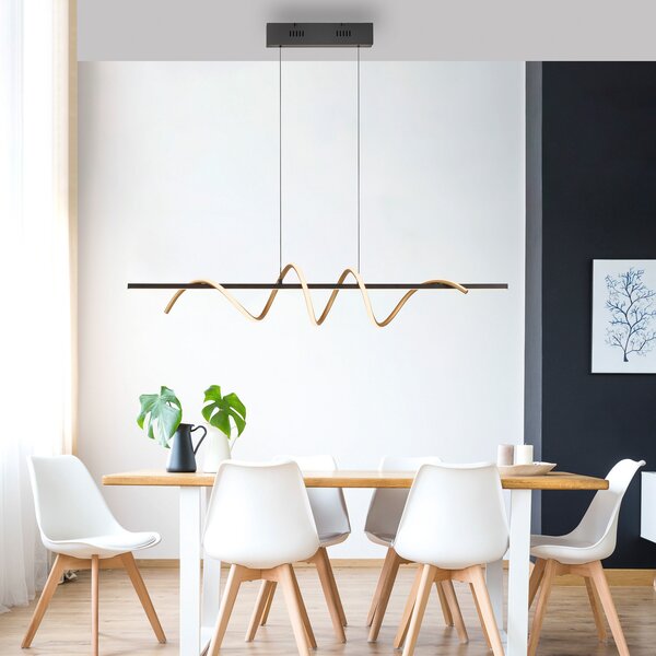 JUST LIGHT. GmbH SAMO SVJETLO. Emanda LED viseća svjetiljka, željezo, crno-mesing, prigušiva, Crno, Dnevni boravak/blagovaonica, Metal
