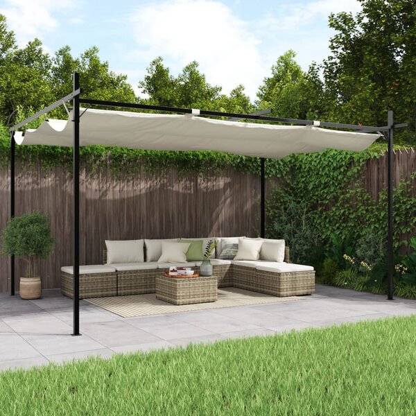 Pergola s pomičnim krovom krem 395 x 292 x 230 cm - Krema / 395 x 292 x 230 cm