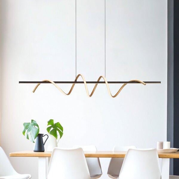 JUST LIGHT. GmbH SAMO SVJETLO. Emanda LED viseća svjetiljka, željezo, crno-mesing, prigušiva, Crno, Dnevni boravak/blagovaonica, Metal