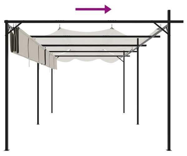 Pergola s pomičnim krovom krem 589x292x230 cm - Krema / 589 x 292 x 230 cm