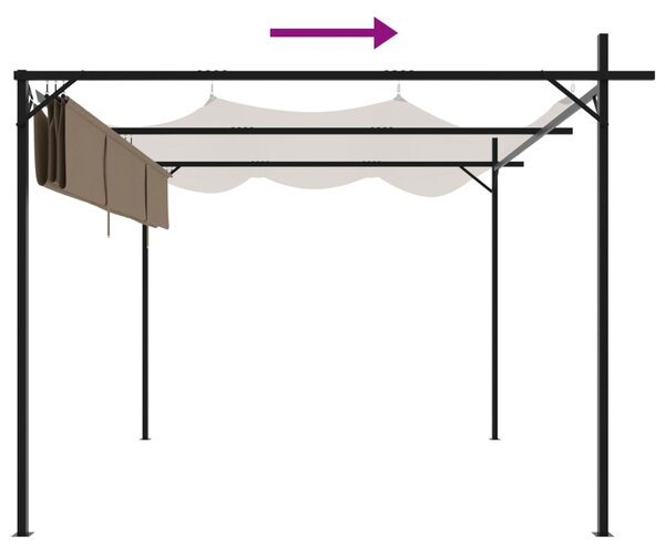 Pergola s pomičnim krovom smeđesiva 295 x 292 x 230 cm - Tupe / 295 x 292 x 230 cm