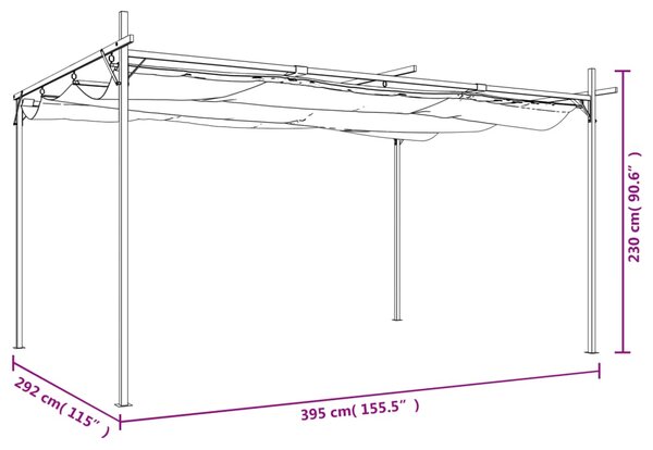Pergola s pomičnim krovom krem 395 x 292 x 230 cm - Krema / 395 x 292 x 230 cm
