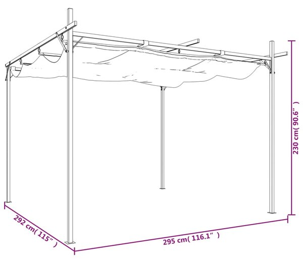 Pergola s pomičnim krovom smeđesiva 295 x 292 x 230 cm - Tupe / 295 x 292 x 230 cm