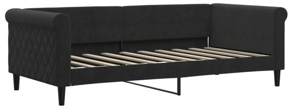 Dnevni krevet s madracem crni 90 x 190 cm baršunasti - Crna / 90 x 190 cm