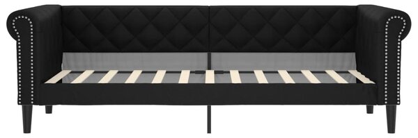 Dnevni krevet s madracem crni 90 x 200 cm od umjetne kože - Crna / 90 x 200 cm