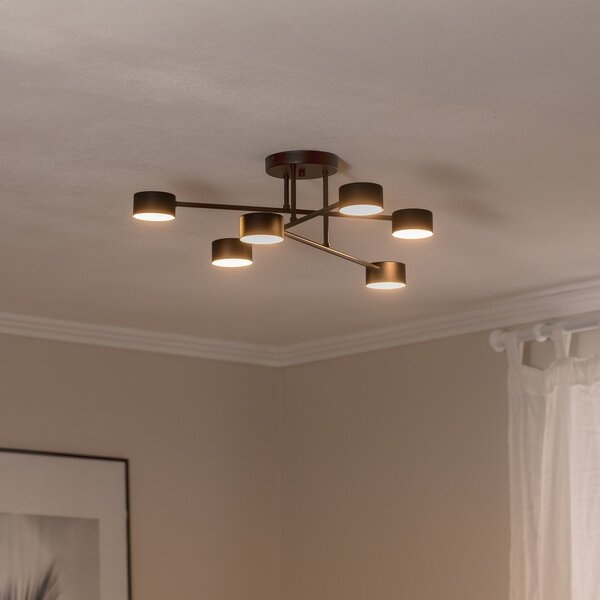 EMIBIG LIGHTING Stropna svjetiljka Modus 6, čelik, šest žarulja, GX53, crna, prigušiva, Crno, Dnevni boravak/blagovaonica, Metal