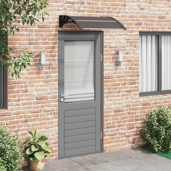 Nadstrešnica za vrata Crna 80x75 cm Polikarbonat - Crna / 80 x 75 cm