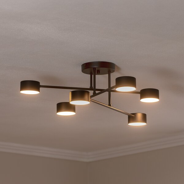 EMIBIG LIGHTING Stropna svjetiljka Modus 6, čelik, šest žarulja, GX53, crna, prigušiva, Crno, Dnevni boravak/blagovaonica, Metal