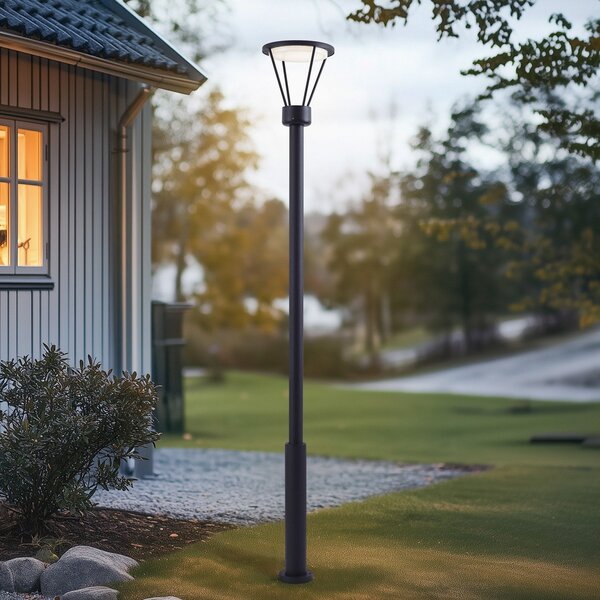 Lucande LED vanjska svjetiljka Elario, 222 cm, crna, aluminij, Crno, Aluminij