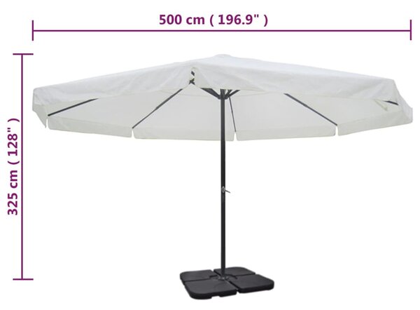 Aluminijski vrtni suncobran s prijenosnom bazom bijeli - Bijela / N/A