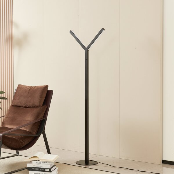 Lucande LED podna lampa Ilian, crna, metalna, CCT, prigušiva, prigušiva, Crno, Dnevni boravak/blagovaonica, Metal