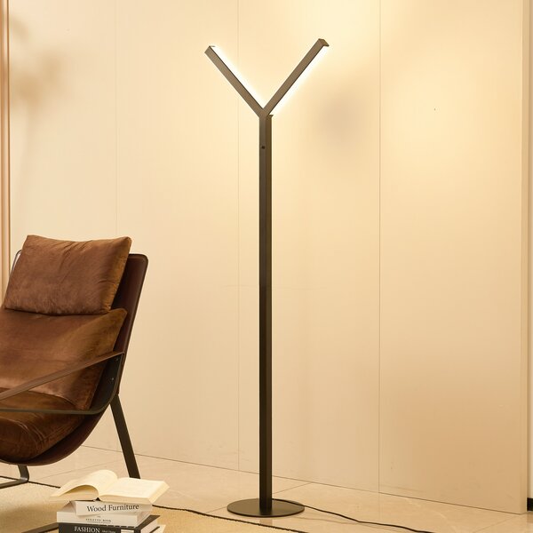 Lucande LED podna lampa Ilian, crna, metalna, CCT, prigušiva, prigušiva, Crno, Dnevni boravak/blagovaonica, Metal