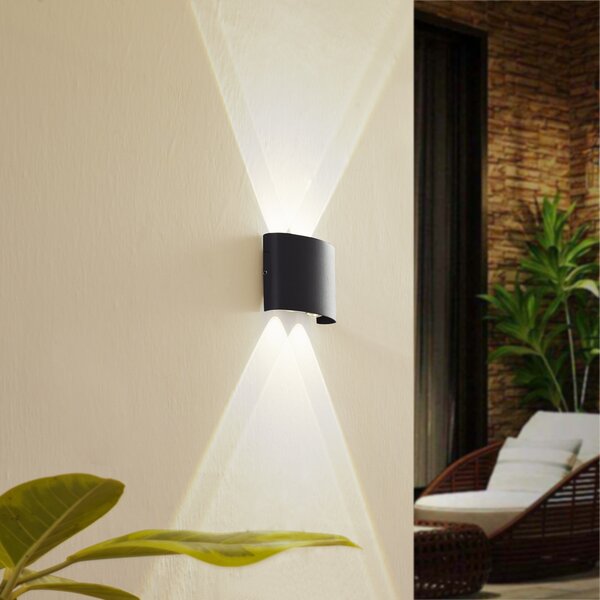 Lindby Ithan vanjska zidna LED svjetiljka, 2-svjetiljka, antracit, 12 cm, Crno, Aluminij