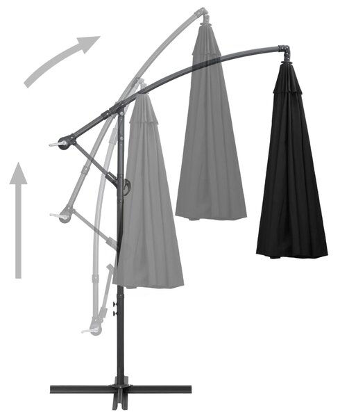 Viseći suncobran crni 3 m s aluminijskim stupom - Crna / N/A