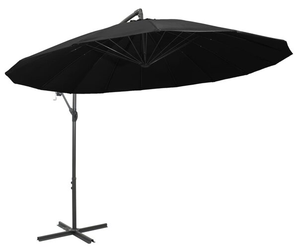 Viseći suncobran crni 3 m s aluminijskim stupom - Crna / N/A