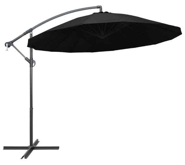 Viseći suncobran crni 3 m s aluminijskim stupom - Crna / N/A