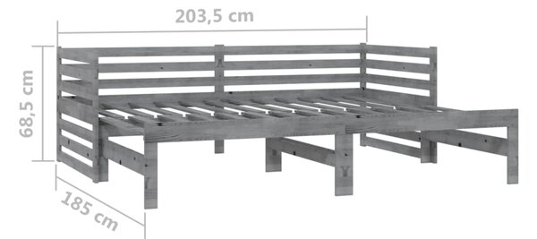 Dnevni ležaj na izvlačenje sivi od borovine 2 x (90 x 200) cm - Siva / Default