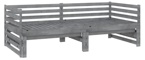 Dnevni ležaj na izvlačenje sivi od borovine 2 x (90 x 200) cm - Siva / Default