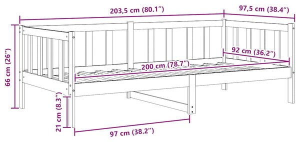 Dnevni ležaj od masivne borovine bijeli 90 x 200 cm - Bijela / 90 x 200 cm