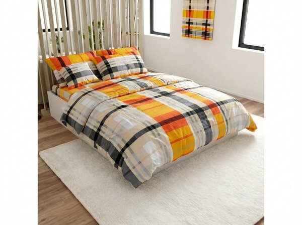 Krepska posteljina od Renforcé pamuka ORANGE KUBE šareno Dimenzije posteljine: 70 x 90 cm | 140 x 200 cm