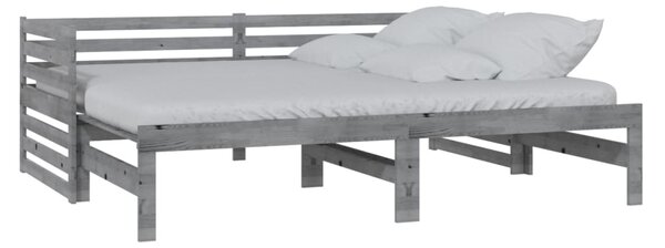 Dnevni ležaj na izvlačenje sivi od borovine 2 x (90 x 200) cm - Siva / Default
