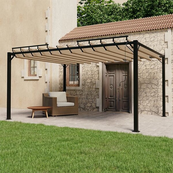 Sjenica s rešetkastim krovom 3x4 m smeđe-siva tkanina/aluminij - Tupe / 3 x 4 m