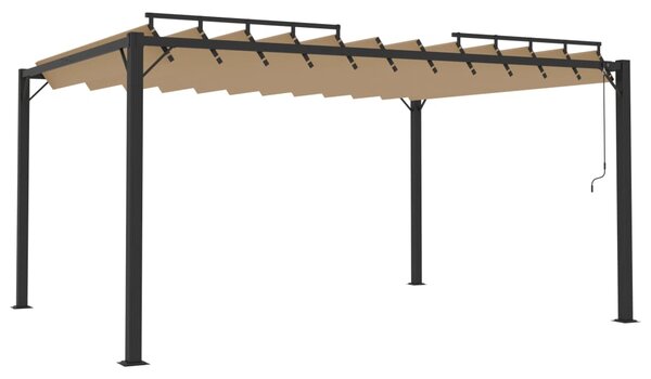 Sjenica s rešetkastim krovom 3x4 m smeđe-siva tkanina/aluminij - Tupe / 3 x 4 m