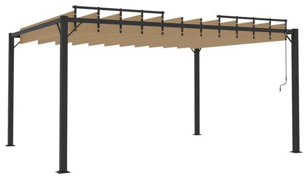 Sjenica s rešetkastim krovom 3x4 m smeđe-siva tkanina/aluminij - Tupe / 3 x 4 m