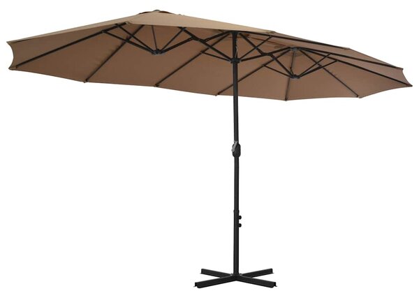 Vanjski suncobran s aluminijskim stupom 460 x 270 cm smeđesivi - Tupe / N/A
