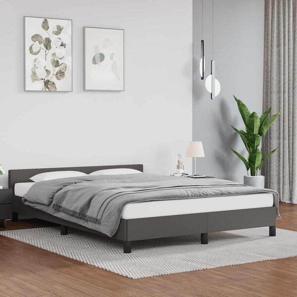 Okvir kreveta s uzglavljem bez madraca sivi 140x200 cm - Siva / 140 x 200 cm