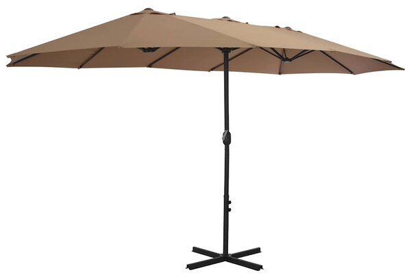 Vanjski suncobran s aluminijskim stupom 460 x 270 cm smeđesivi - Tupe / N/A