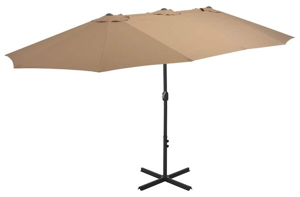 Vanjski suncobran s aluminijskim stupom 460 x 270 cm smeđesivi - Tupe / N/A