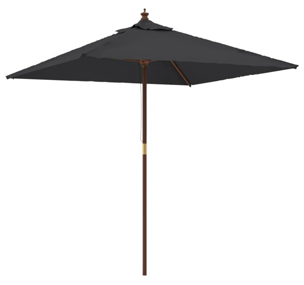 Vrtni suncobran s drvenim stupom crni 198 x 198 x 231 cm - Crna / N/A