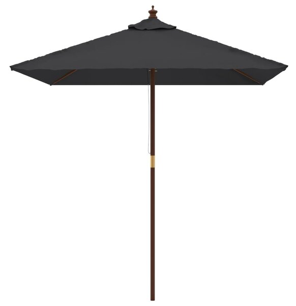 Vrtni suncobran s drvenim stupom crni 198 x 198 x 231 cm - Crna / N/A